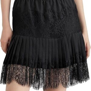 Elegant Black Lace Pleated Skirt